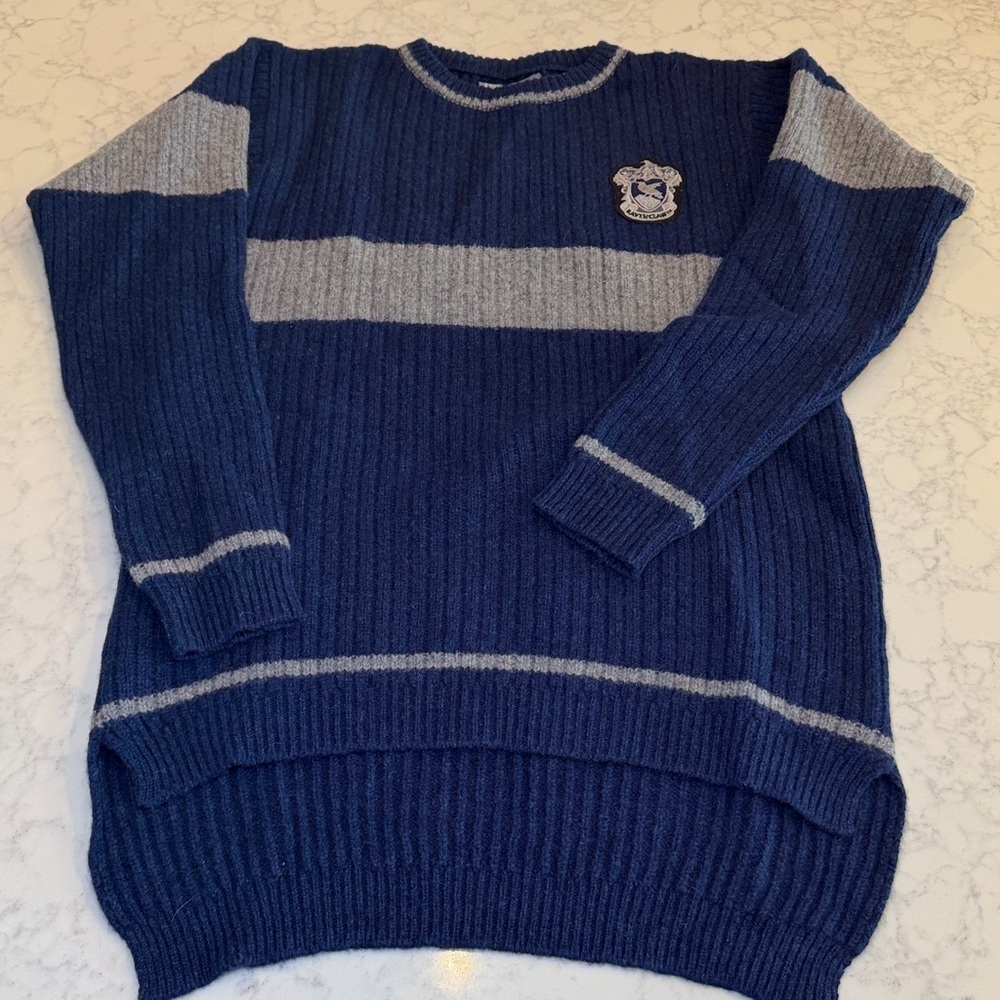 Harry Potter Ravenclaw Quidditch Sweater Blue Grey‎ 100% Lambswool Size Large
